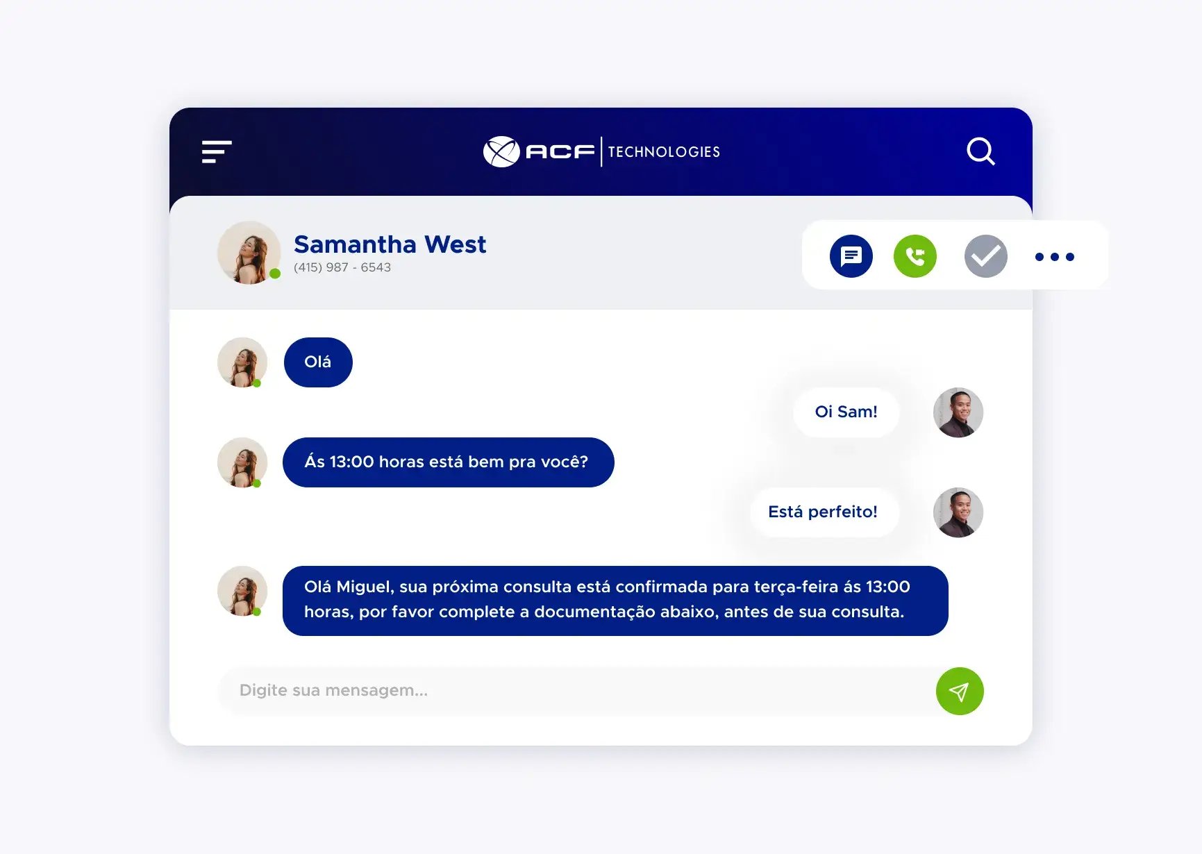 Simulação de um chat utilizando a plataforma ACF Technologies