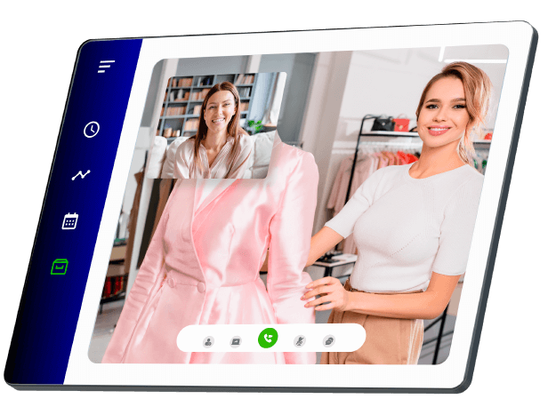 Example of digital solutions for large and small businesses, video call between the person in charge of making the dresses and the client