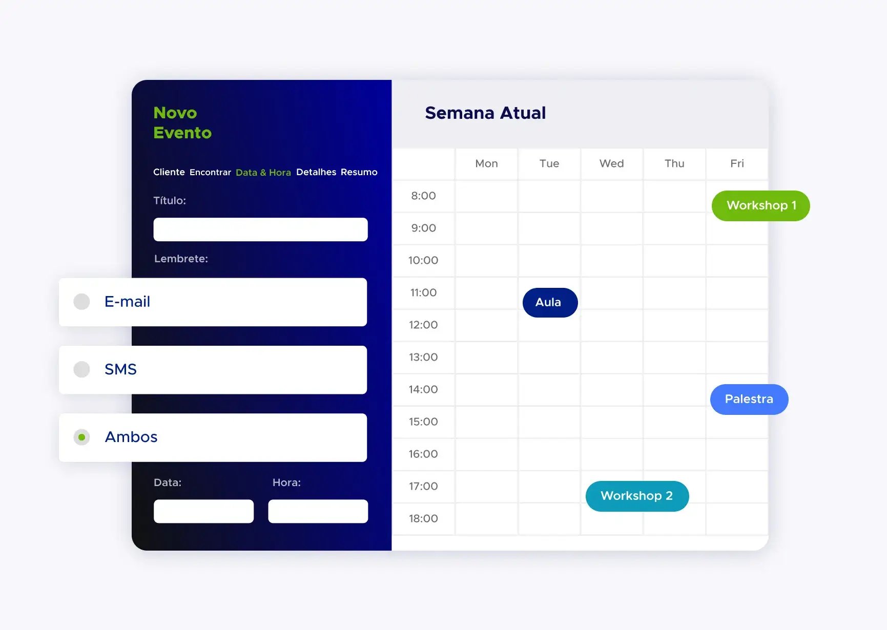 Tela de calendário de solução de reserva de eventos da ACF Technologies