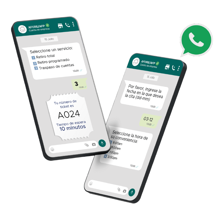 Seleccione un servicio a través del servicio al cliente vía Whatsapp