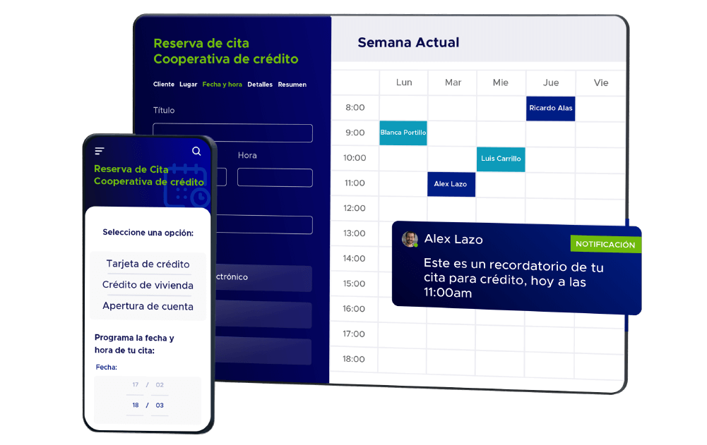 Prenotazione appuntamento e promemoria appuntamento credito alle 11:00