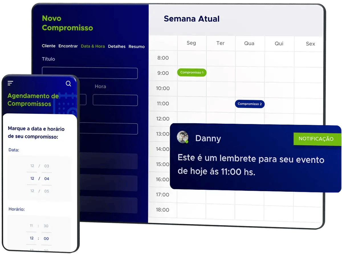 Um smartphone e um tablet com as telas do software Q-Anywhere da ACF Technologies.
