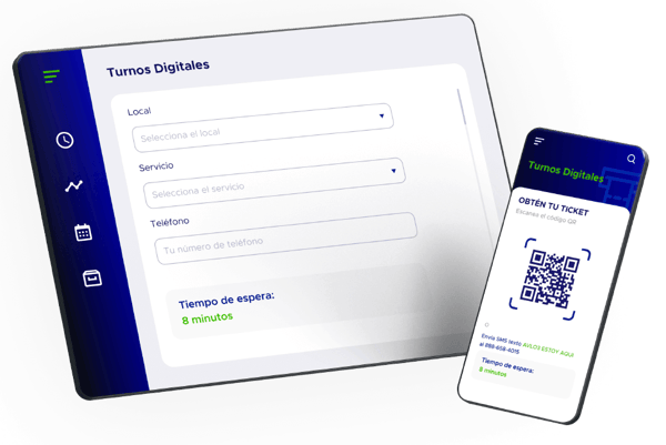 Simulación de pantalla con la solución de ACF Technologies de Fila Virtual