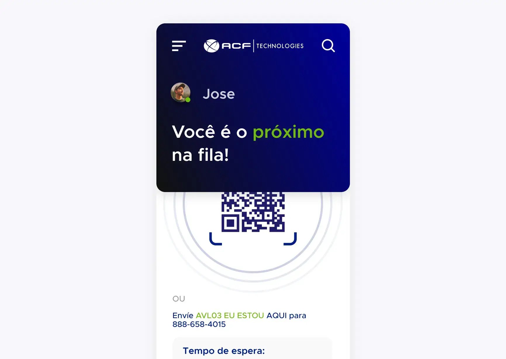 Notificação ao José de que será o próximo da fila a ser atendido