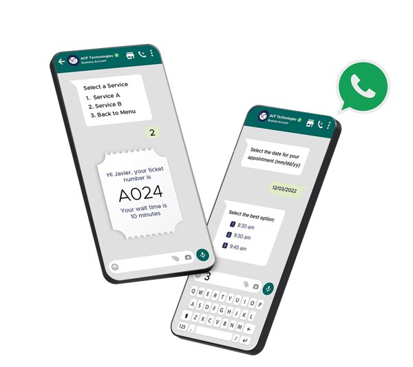 Two examples of automatic notifications in the WhatsApp application, service selection and date selection
