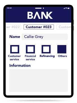 Tablet con interfaz de Q-Flow para banca