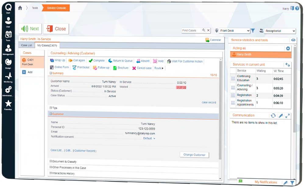 ACFTechnologies_Q-Flow_Routing_the_case_to_another_service_03_Customer