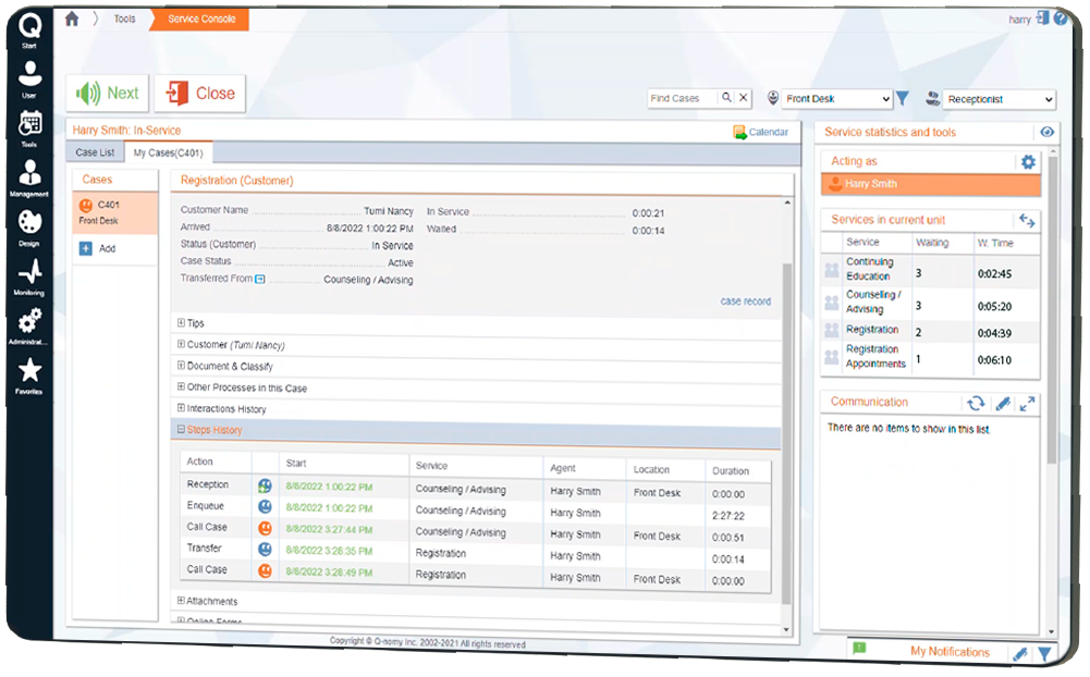 ACFTechnologies_Q-Flow_Routing_the_case_to_another_service_09_Steps_history