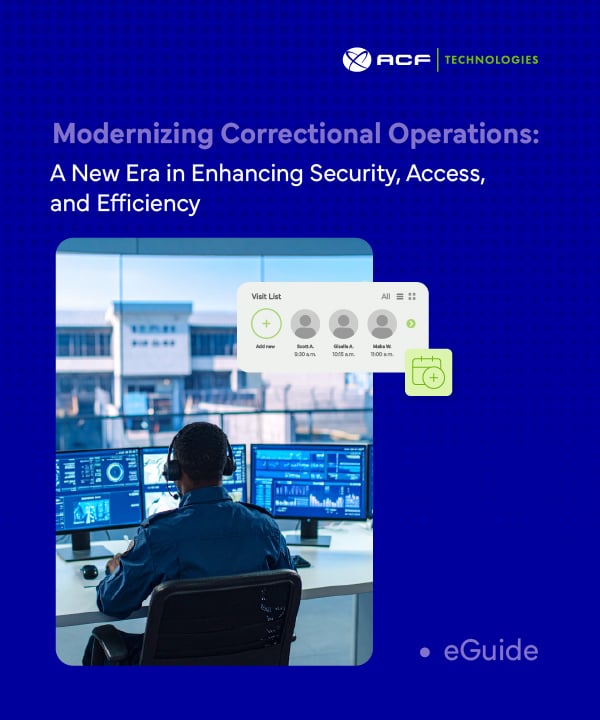 Control room operator using advanced digital systems, highlighting ACF Technologies’ eGuide on correctional facility modernization for enhanced safety, efficiency, and streamlined operations.