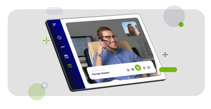 Man with blue shirt attending video call