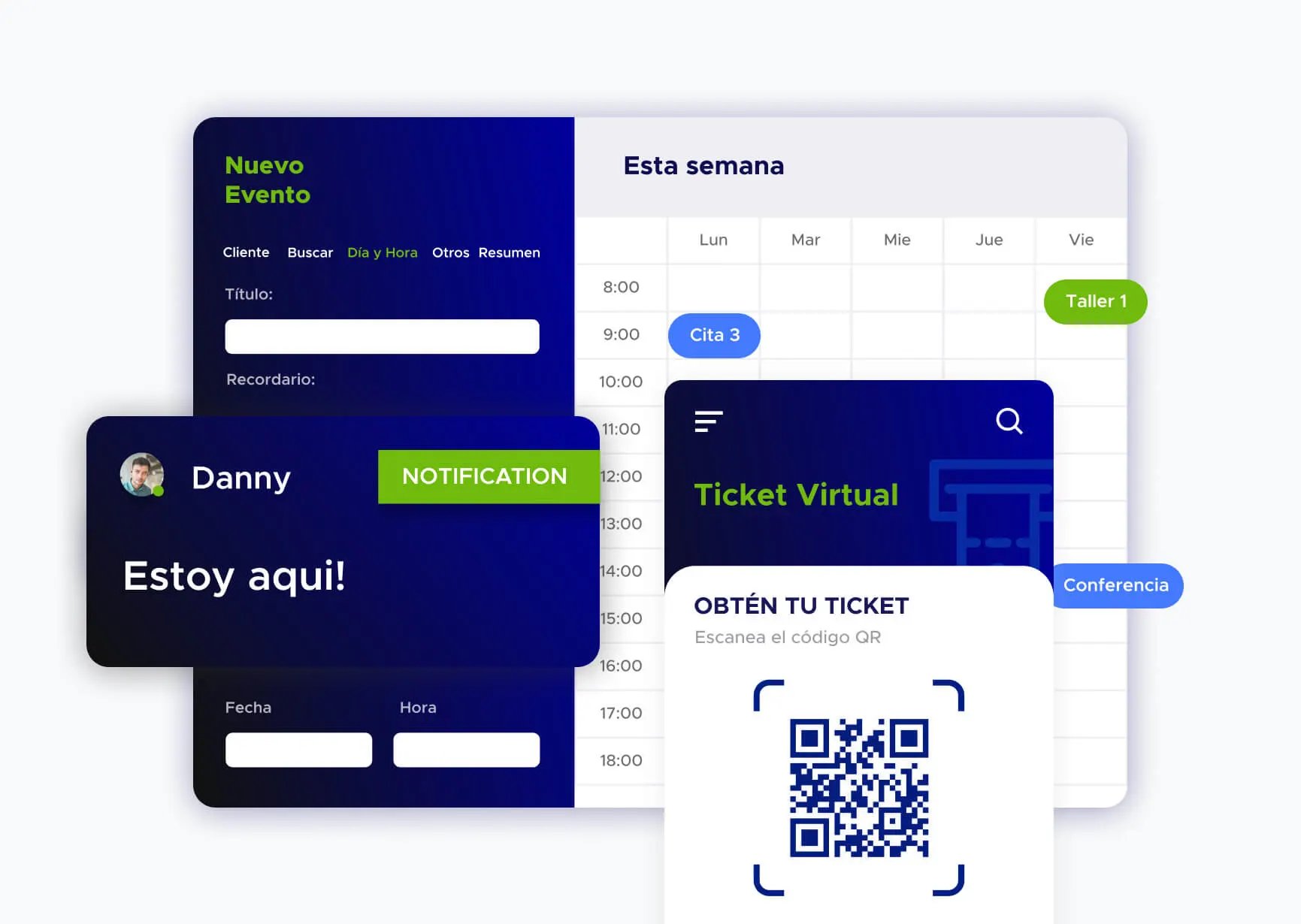 Pantalla de software de ticket virtual de ACF Technologies