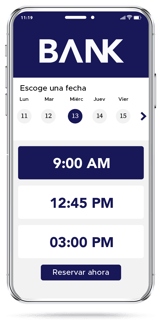 Smartphone con interfaz de cita en línea de Q-Flow