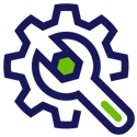 Icono de llave y engranaje