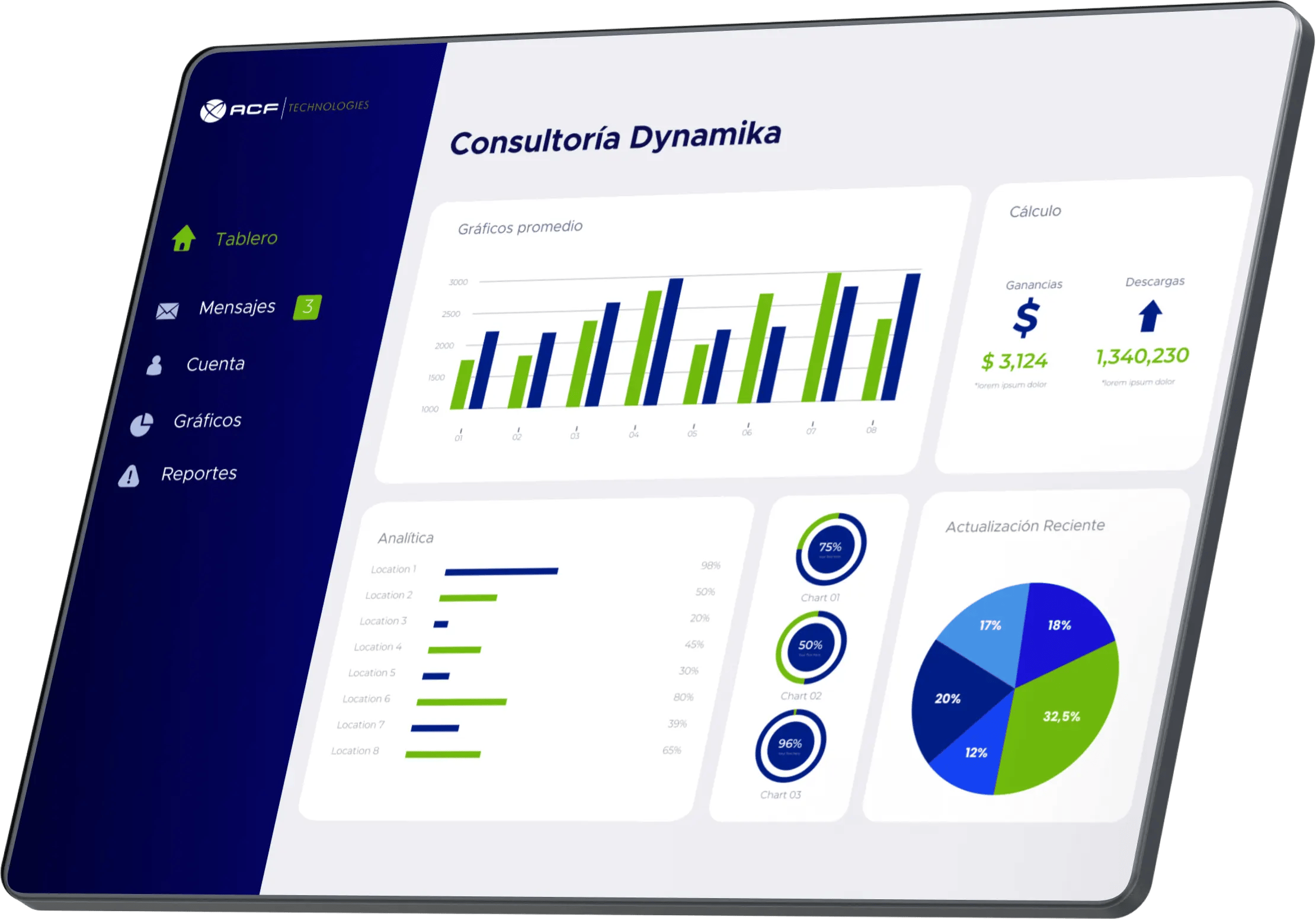 Pantalla de software de solución Consultoría Dynamika de ACF Technologies
