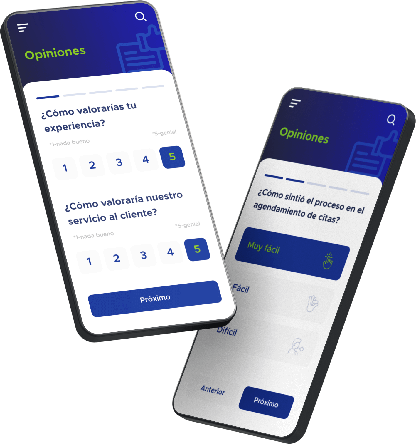 Pantalla de solución móvil de encuestas realizadas con el software de ACF Technologies