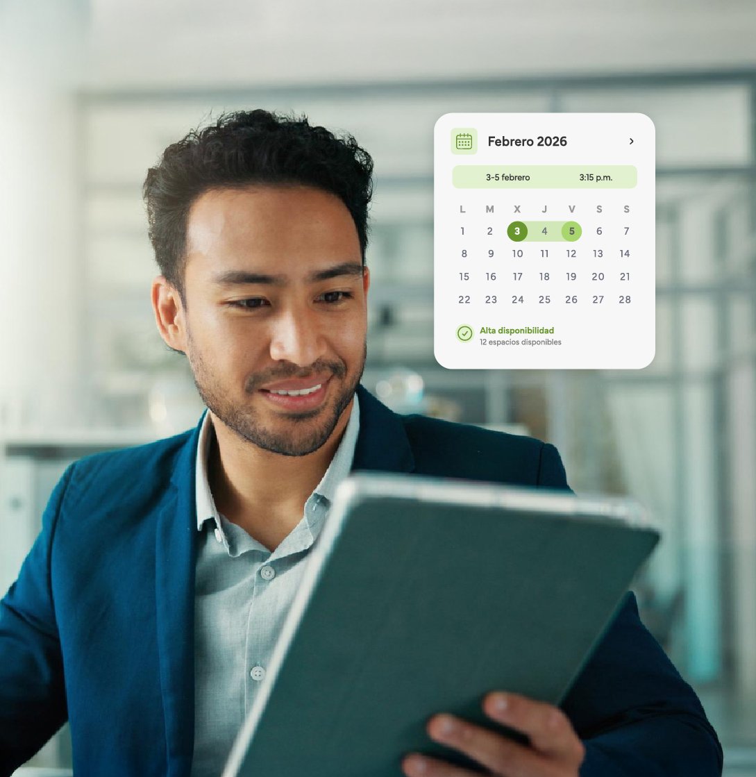 Profesional utilizando una tableta para consultar la disponibilidad de citas en un calendario.