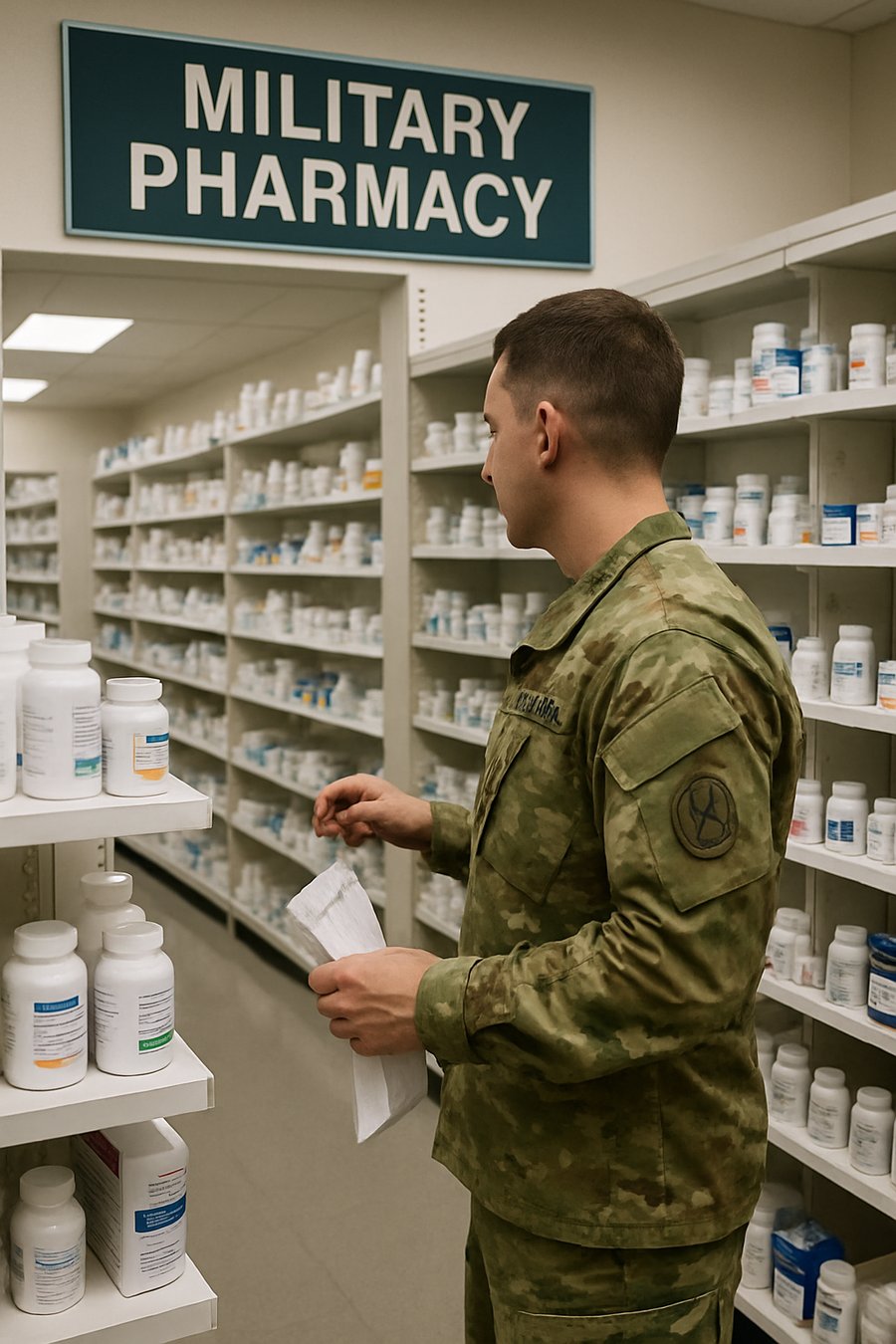A military pharmacy with a person in fatigues-1