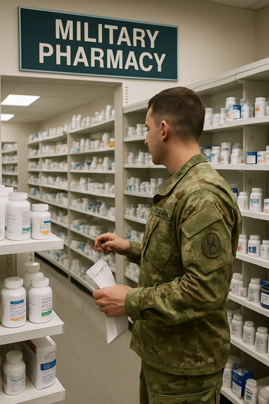 A military pharmacy with a person in fatigues-1