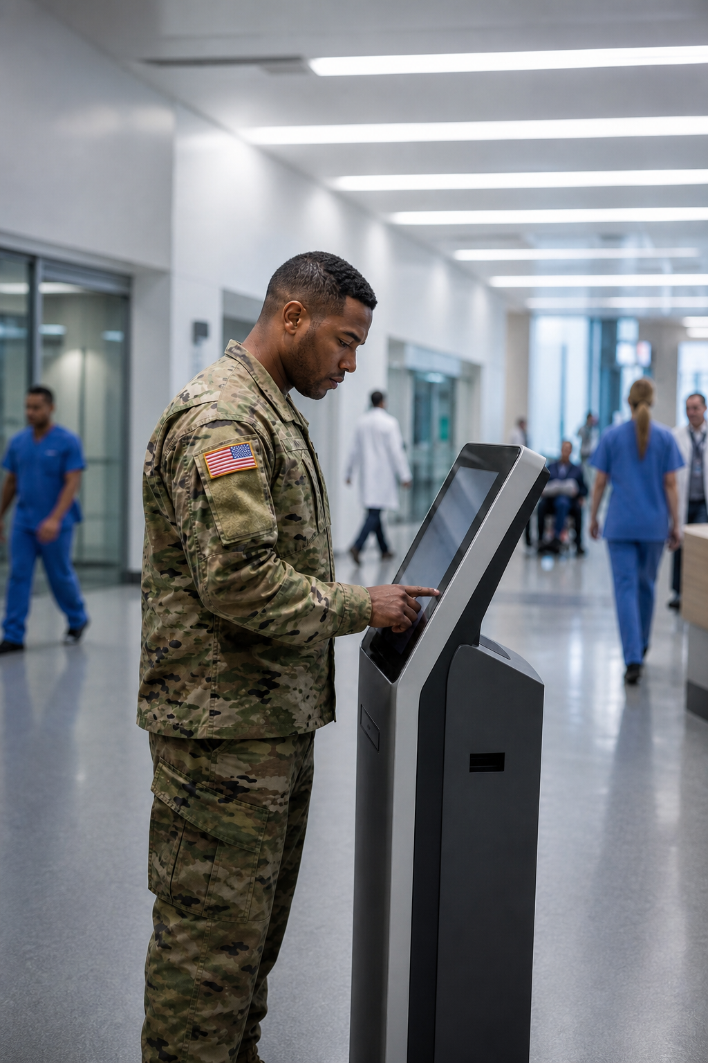 Digital check-in at a military medical center.