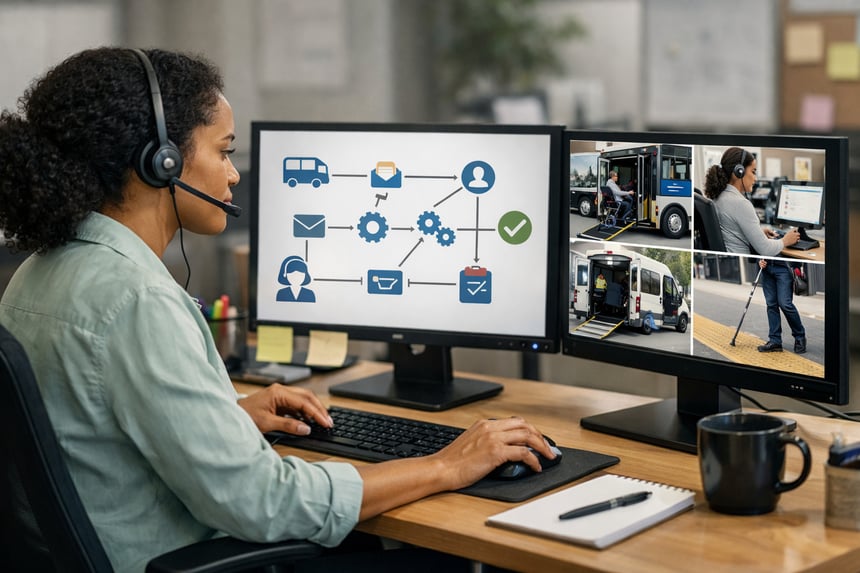 Staff member using automated workflows to support consistent and accessible public service delivery.
