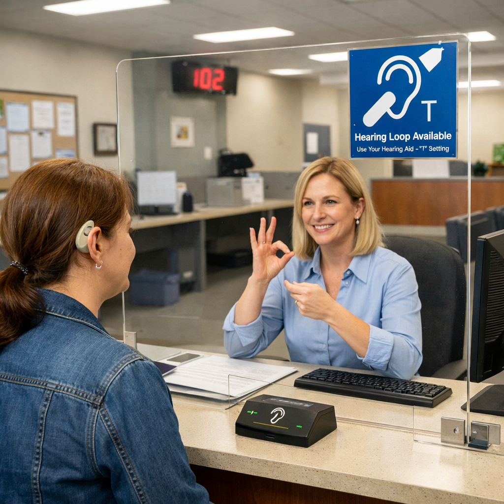 Accessible public service environment designed to support citizens with different mobility needs.