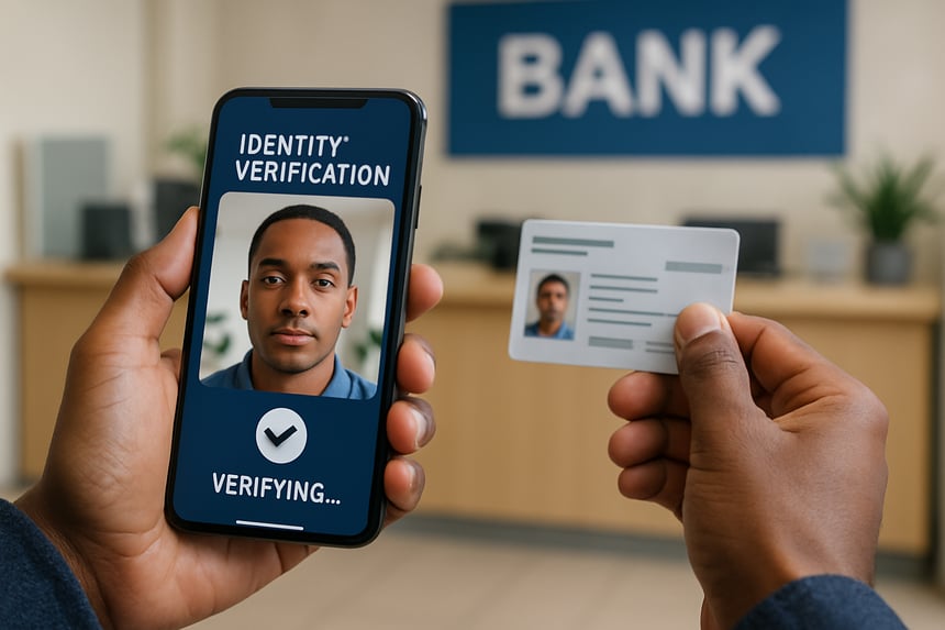 photographic A banking customer digitally verifying their identity