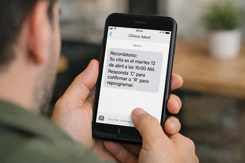 photographic A citizen receiving a text message appointment reminder in Spanish-1