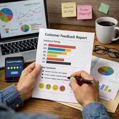 photographic A person analyzing customer feedback