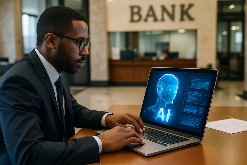 photographic A person working with AI in a bank-1