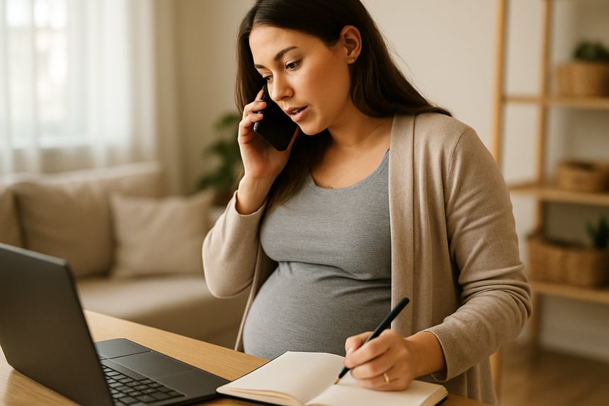 photographic A pregnant busy mother on the phone-2