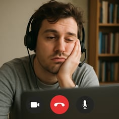 photographic a bored person on a video call-1