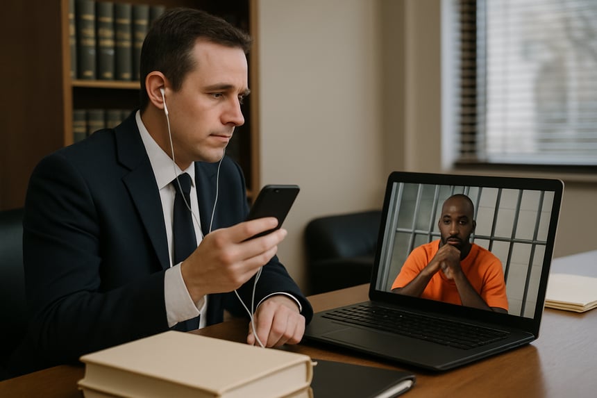 photographic a lawyer on a video call with an inmate