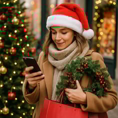 photographic a person christmas shopping and looking at their phone-1