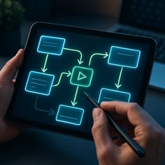 photographic high tech workflow on tablet without words