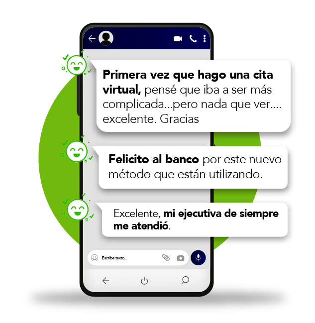 Smartphone con globos de texto que representan opiniones positivas