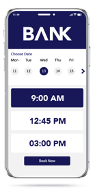 Smartphone con interfaz de cita en línea de Q-Flow