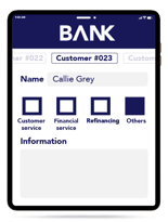 Tablet con interfaz de Q-Flow para banca
