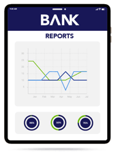 Tablet con interfaz de reportes de Q-Flow