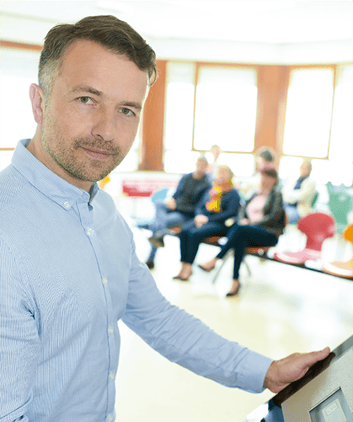 Healthcare patient flow dashboard illustrating clinic performance metrics from Q-Flow.