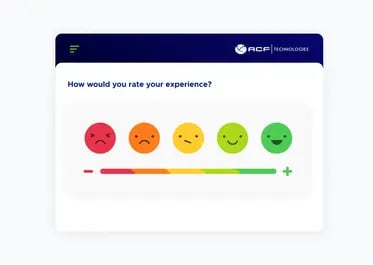 Experience evaluation screen with emojis from angry to happy