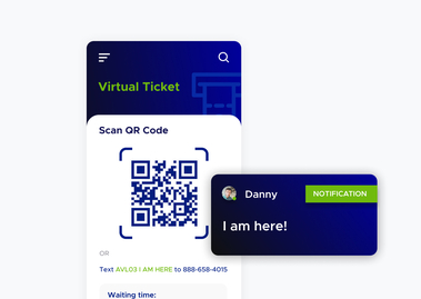ACF Technologies application screen with a virtual ticket with a QR code and a notification for the user