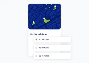 Virtual Ticket Screen with Nearby Places Times