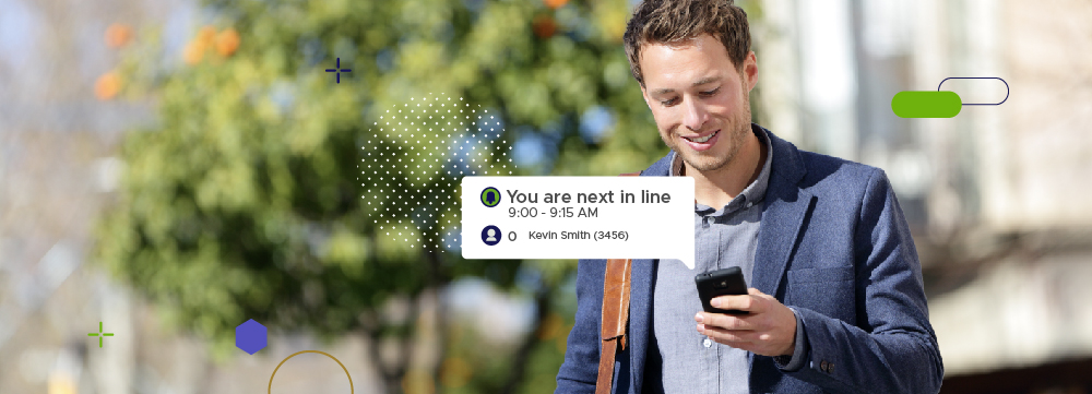 Man making appointment on smartphone. 