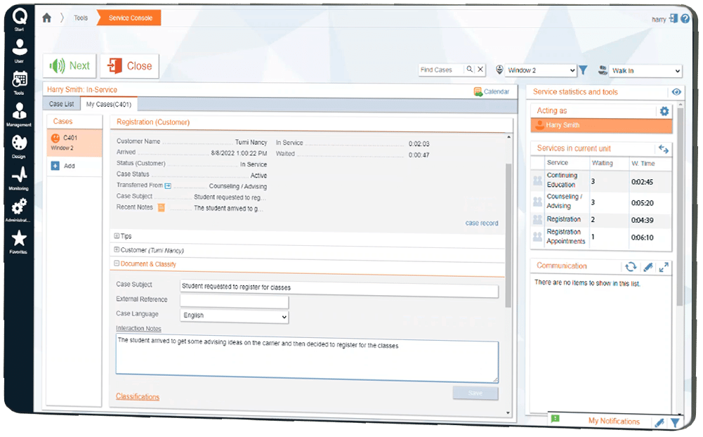 ACF Q-Flow Routing the case to another service, Steps history