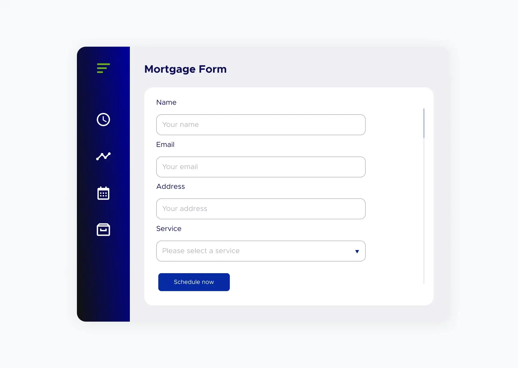 Mortgage Form within the ACF Technologies application