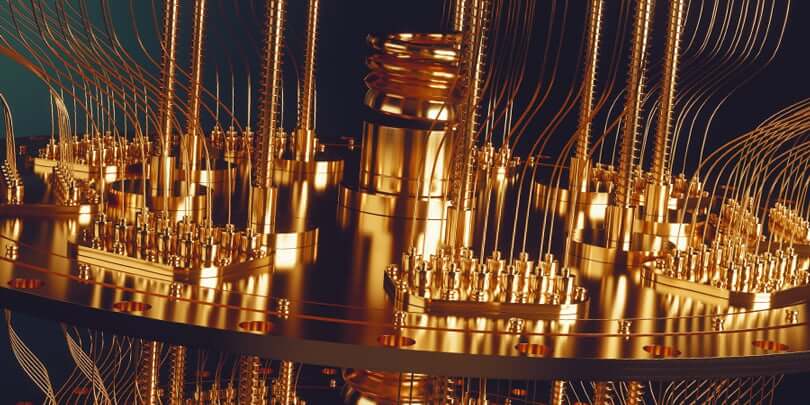 Close-up image of a quantum computer