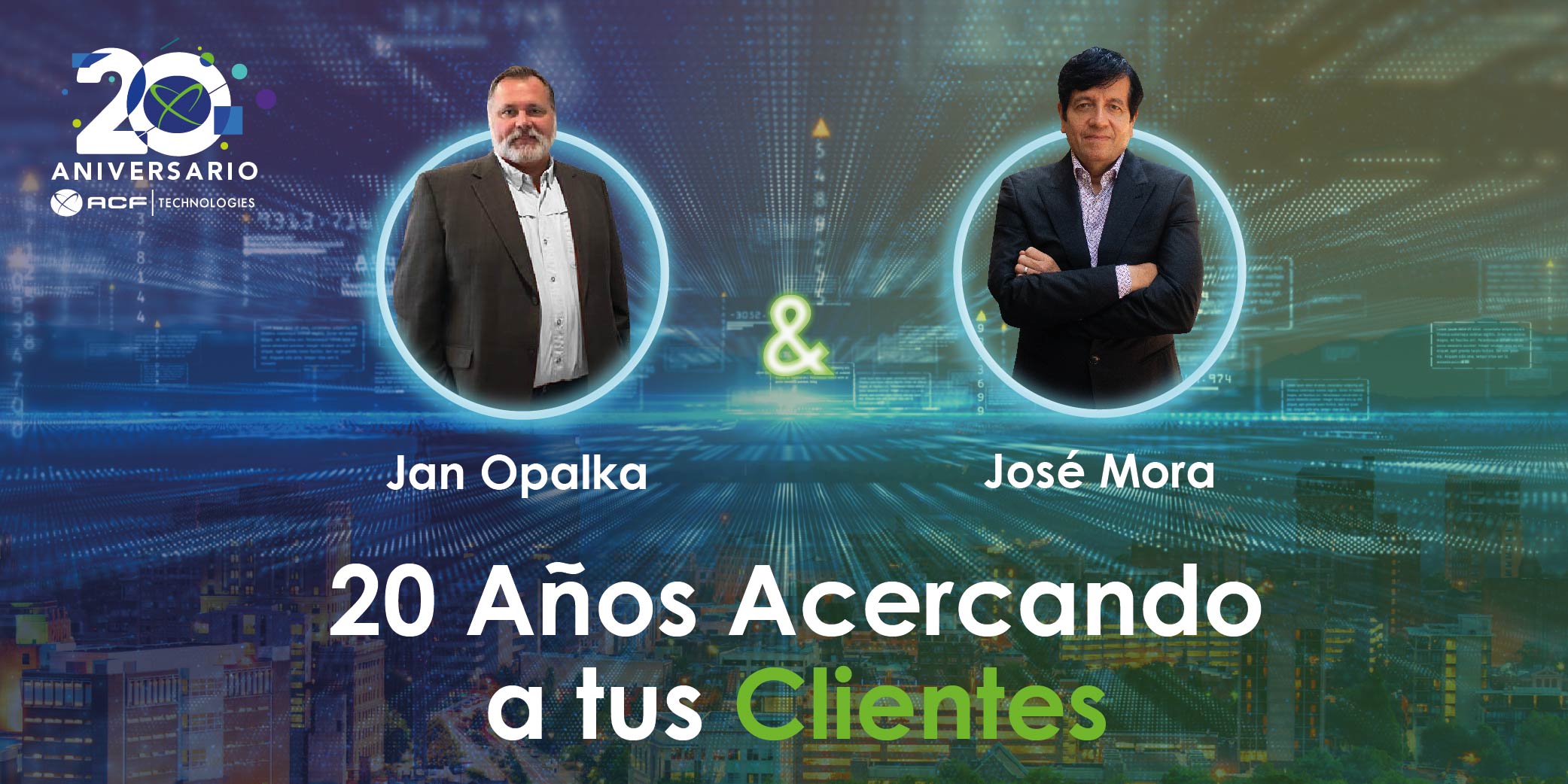 Foto de Jan Opalka y José Mora fundadores de ACF en el aniversario de los  Años de ACF Technologies