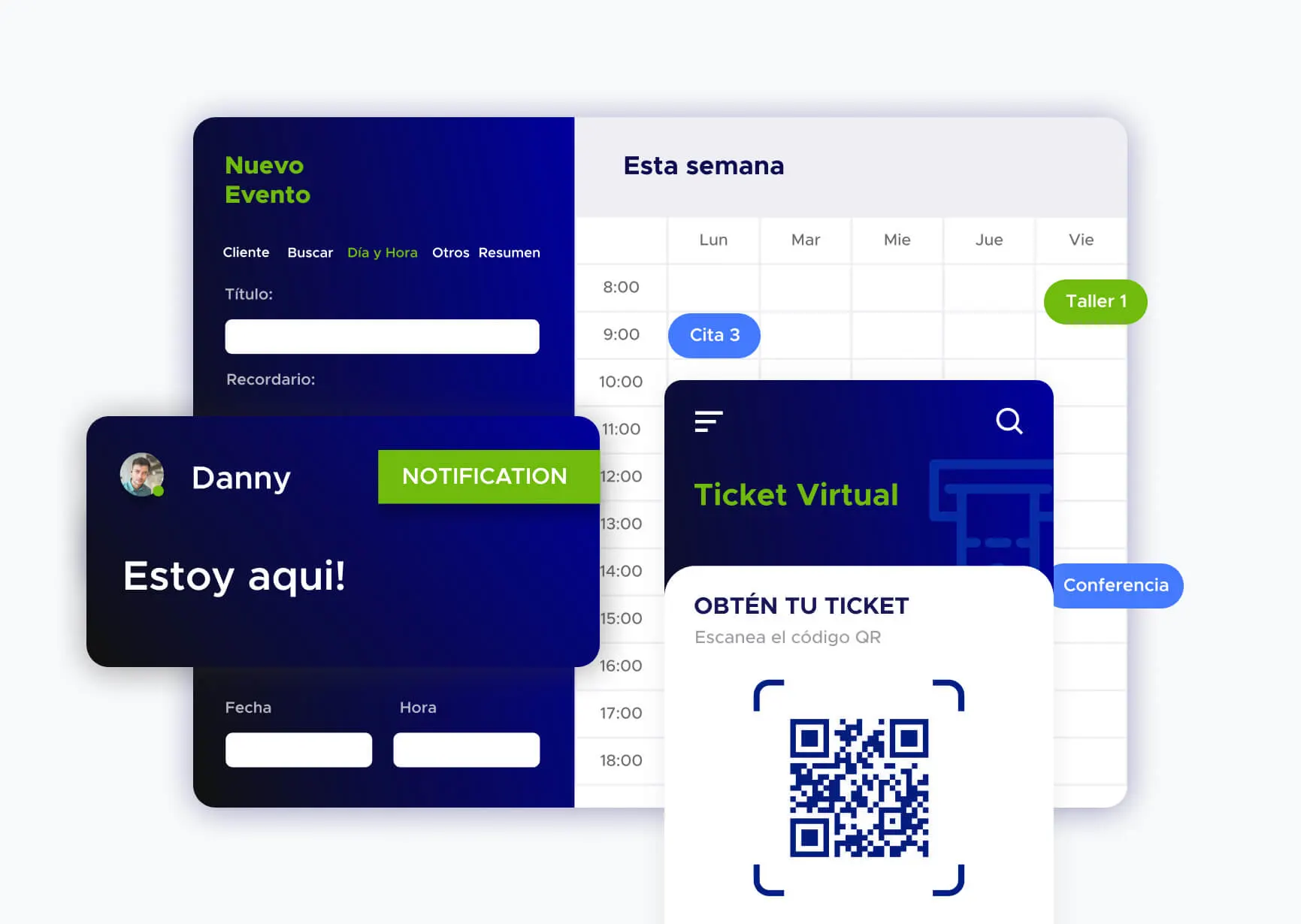 Pantalla de software de ticket virtual de ACF Technologies