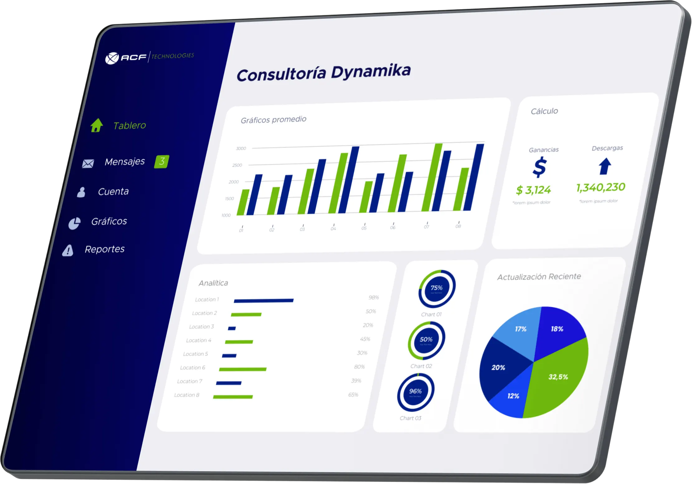 Pantalla de software de solución Consultoría Dynamika de ACF Technologies