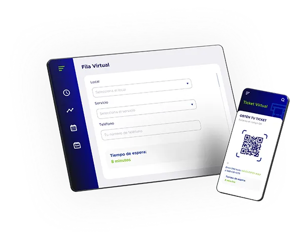 Simulación de pantalla con la solución de ACF Technologies de Fila Virtual